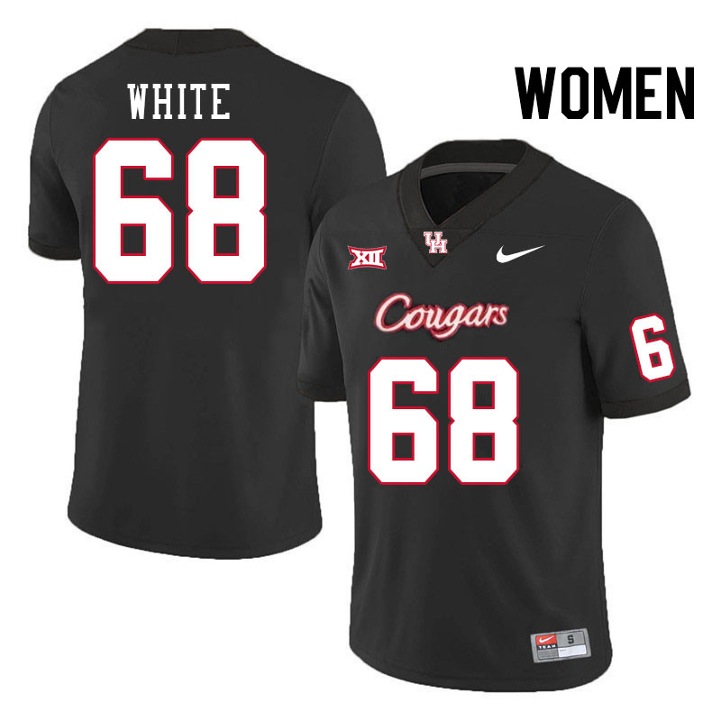 Women #68 Dakota White Houston Cougars College Football Jerseys Stitched-Black